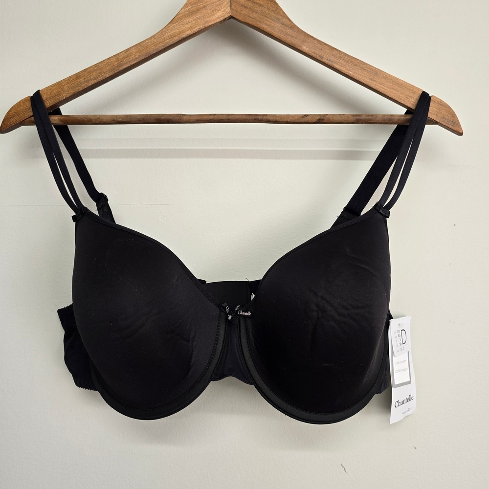 Chantelle Basic Invisible Memory Foam T-Shirt Bra 38D Black Underwire Minimalist